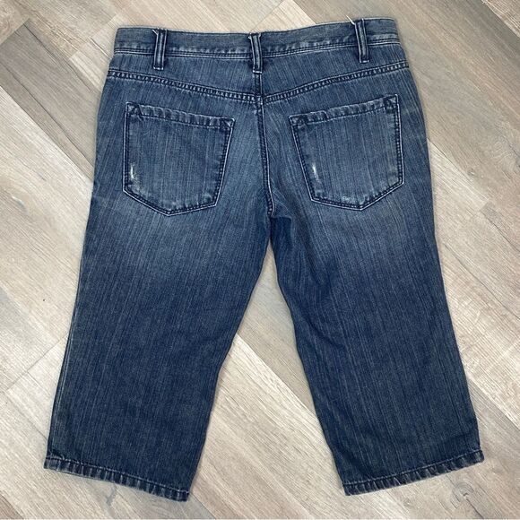 Ann Taylor Loft Boyfriend Jean Shorts Blue 0 Bermuda Distressed - Picture 3 of 8